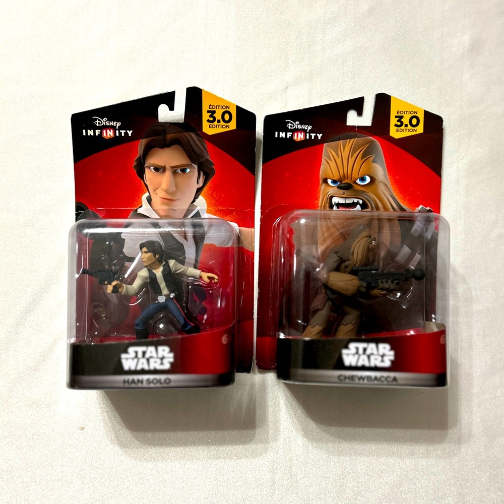 Disney Infinity Star Wars Han Solo & Chewbacca NOS in Original Packages